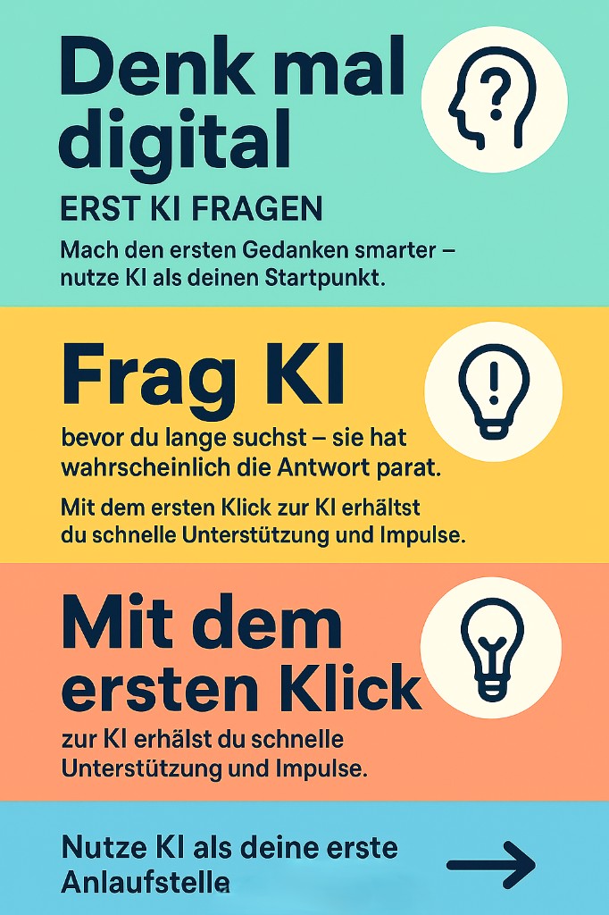 Flyer-Kampagne: Denk mal digital, erst KI fragen